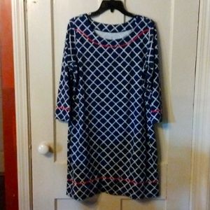 Land's End Dress, Navy print, size L.
